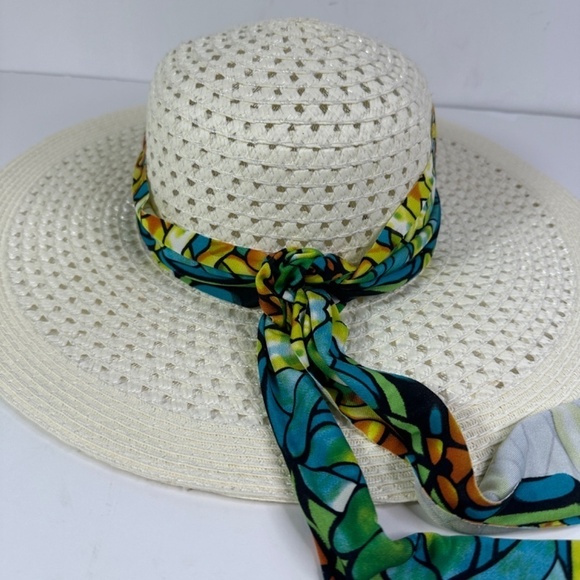 L’atelier Du Sac Cream 100% Straw Made In Italy Sun Hat - Picture 4 of 9